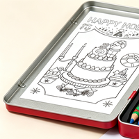 Crayons de couleur de Noël 12 couleurs, motif Père Noël, crayons de couleur sur le thème des fêtes, boîte en métal pour enfants, fournitures scolaires, dessin