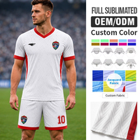 Conjunto de Camiseta y Pantalones Cortos de Fútbol de Poliéster con Estampado Completo Transpirable por Sublimación 3D Personalizado de Marca Privada para Hombres de Equipos de Liga