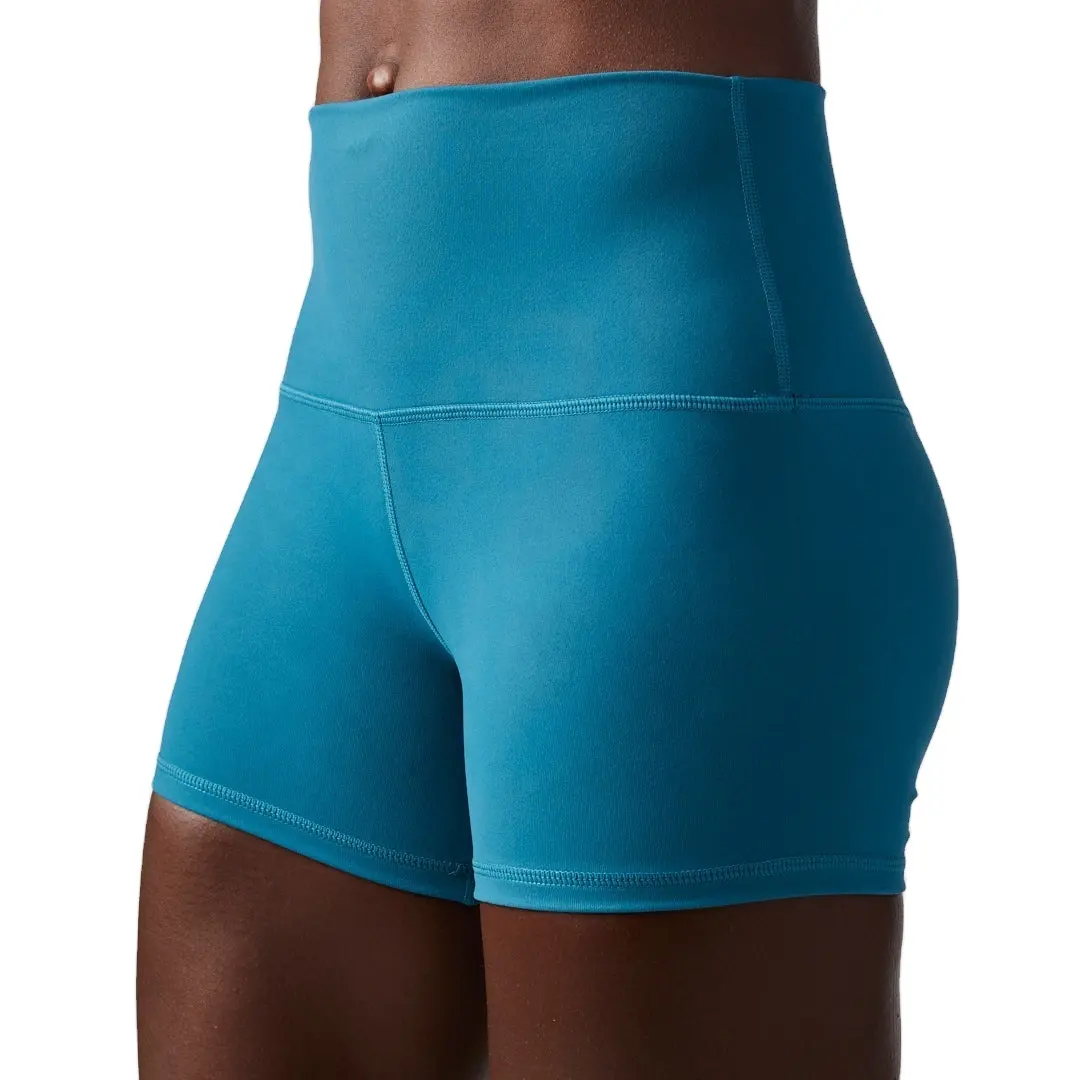 Shorts femininos super elásticos para corrida, ioga, corrida, nylon, elastano, com logotipo personalizado, corta sólida de pêssego