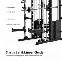 Machine de musculation multifonctionnelle Smith Machine Power Cage avec Lat Pulldown et Cable Crossover pour la musculation et le bodybuilding