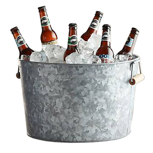Large Beverage Tub Tabletop Wine <b>Bucket</b> with Wooden Handle Metal Tub Manufacturer Eco-friendly Ice <b>Bucket</b> - Product Image 1
