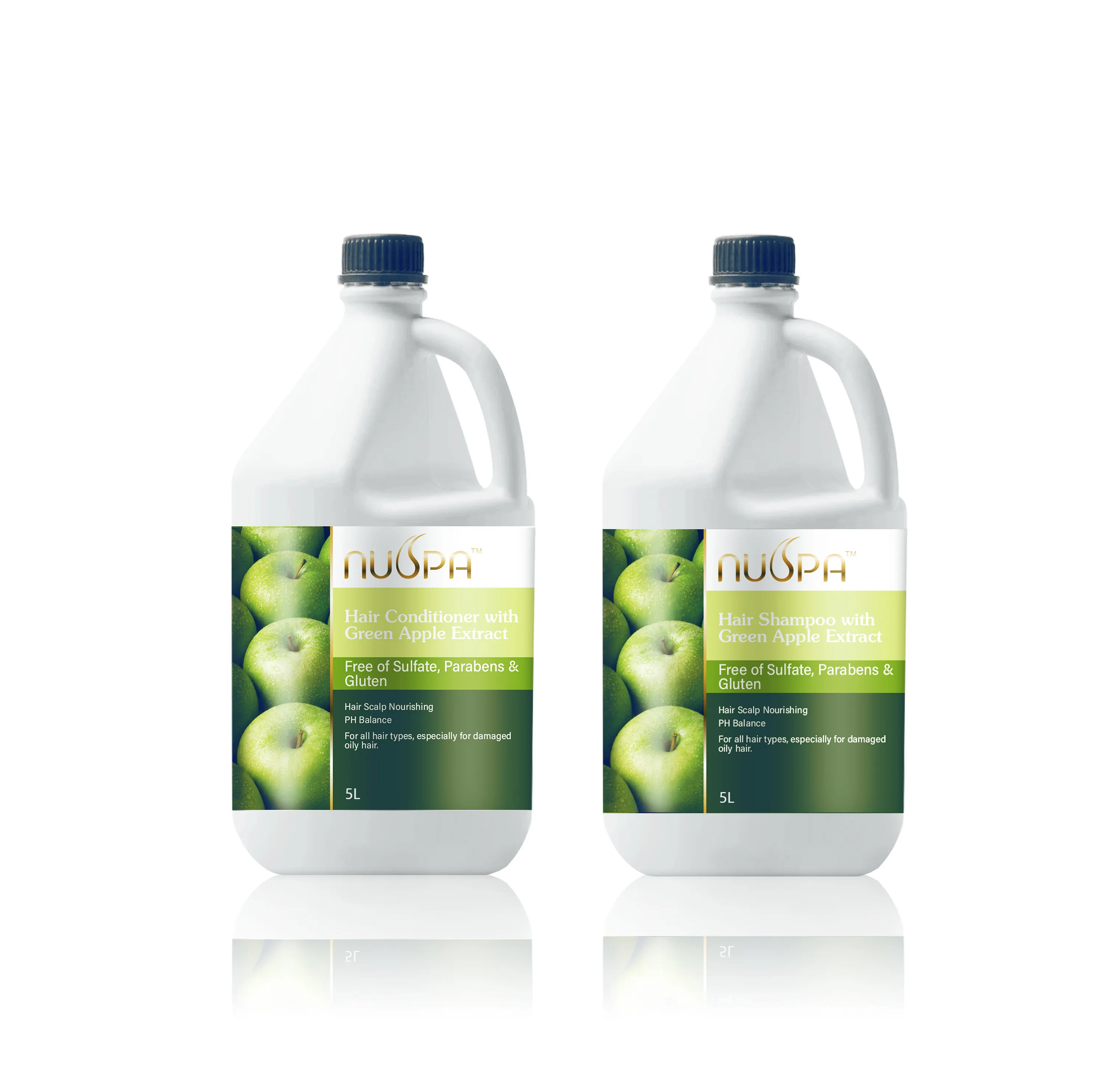 Nuovo arrivo NUSPA Salon uso professionale 5L estratto di mela verde Shampoo e balsamo Set