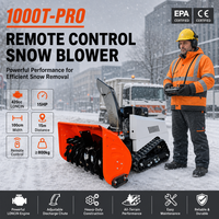 Souffleuse à neige télécommandée tout-terrain sur chenilles, à deux étages, avec lance de 15 m de hauteur, pour travaux de déneigement commercial sur parkings