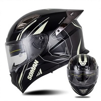 Casque intégral de moto SOMAN à double visière, design vaisseau spatial en fibre de verre, certifié 3C, tailles chinoises MLXLXXLXXXL