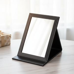 Specchio per Trucco Pieghevole di Lusso con Cornice in Pelle PU, Specchio Portatile per Esposizione <span class=keywords><strong>Gioielli</strong></span> e Bancone Negozio - Product Image 5