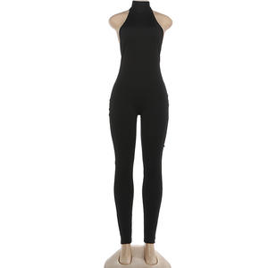 Viviblook Z0114JP02 New Women Jumpsuits Sexy Hot Girl Sleeveless Backless Halter <b>Lace</b>-up Strap <b>Tight</b> Jumpsuit - Product Image 6