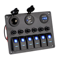 Panneau de commande automobile 12V 24V à 6 boutons, disjoncteur marin 15A, testeur de tension, interrupteur à bascule, chargeurs USB 3.0, répartiteur auto