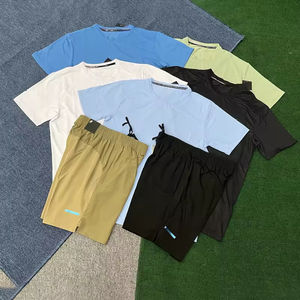 طقم ملابس رياضية للرجال <span class=keywords><strong>2</strong></span> طقم ملابس رياضية قصيرة الأكمام لكرة القدم طقم قصير رياضي عاكس للياقة البدنية صالة الألعاب الرياضية تي شيرت وشورت كرة القدم - Product Image 1