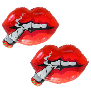 <span class=keywords><strong>Ballon</strong></span> en feuille d'aluminium à thème fumeur créatif, femme aux lèvres rouges, fournitures pour fêtes à thème dope - Product Image 2