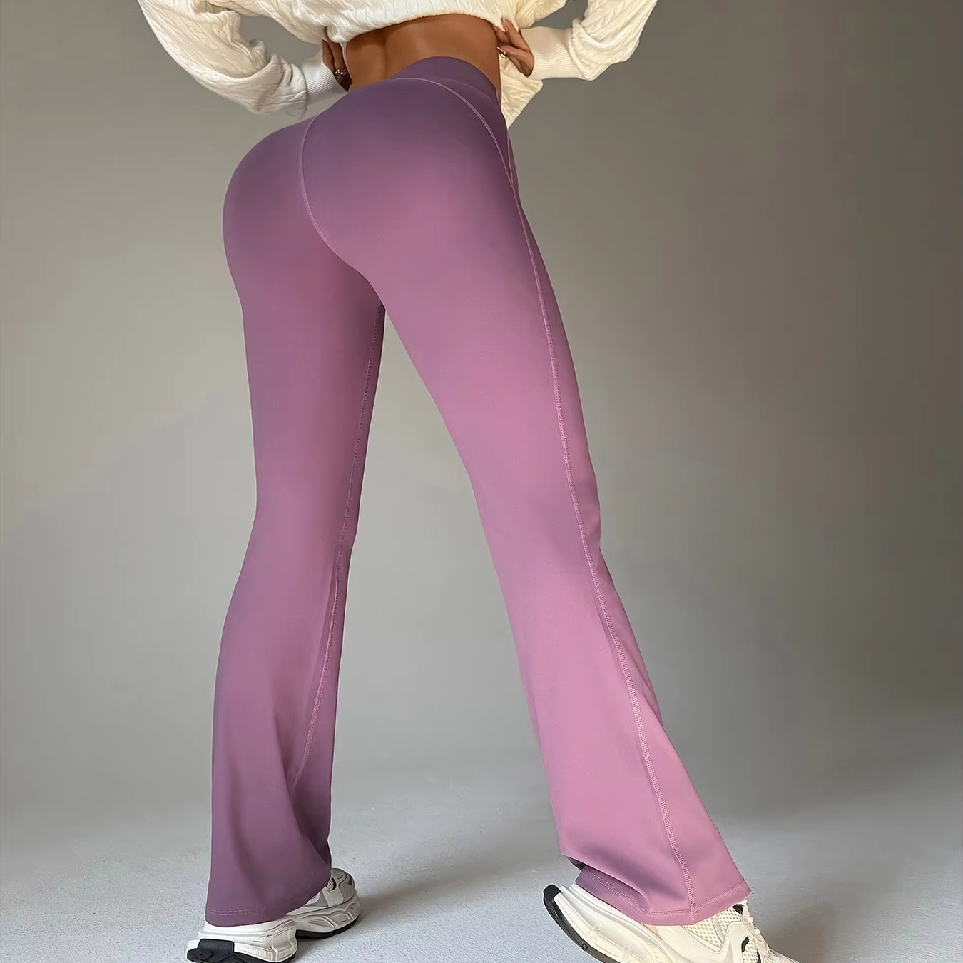 Yimo Women's High Waist High Stretch Yoga Leggings Solid Color Running Gym Sports Pants with Hip Lift Scrunch for Lady Runn