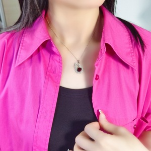 Collier avec pendentif en forme de gourde en pierre naturelle, coupe ovale, 9 pierres fines de 8x10mm, en argent Sterling 925, bijoux cadeau de vacances pour femmes - Product Image 5