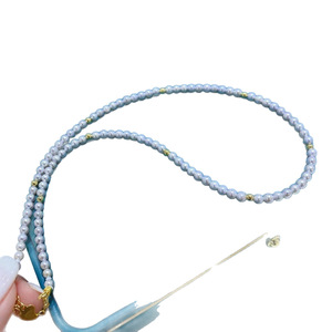 Collar de Perlas Naturales de Cáñamo Genuino con Cuentas Pequeñas de Acero Inoxidable Redondas de 5-4 mm, Cuentas Doradas Pequeñas de Oro de 18K - Product Image 5