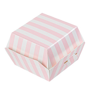 8211 Premium Paper Take Out Pink and White Stripes Cajas de <span class=keywords><strong>hamburguesas</strong></span> Contenedores de alimentos para restaurante Venta al por mayor Mini Cajas de <span class=keywords><strong>hamburguesas</strong></span> - Product Image 1