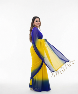 Sari de Bollywood para Mujer, Largo hasta el Suelo, de Poliéster con Lentejuelas y Bordado Completo en Georgette, para Bodas y Fiestas - Product Image 1