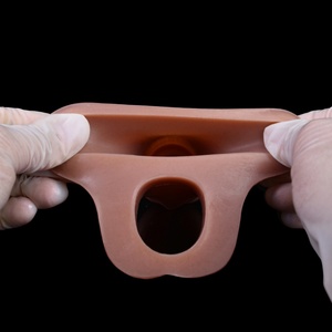 FAAK Funda de silicona realista con diseño de nudo canino, funda grande para pene, extensor y alargador de pene, dildo hueco de extremo abierto, juguetes sexuales para hombres - Product Image 4