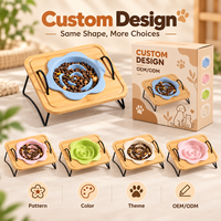 Ensemble de gamelles surélevées en céramique pour animaux de compagnie, avec gamelle anti-glouton en forme de fleur pour chat et chien, gamelle pour nourriture et eau, logo personnalisé, vente en gros pour animaux de compagnie