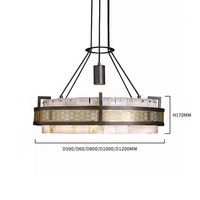 Lustre suspendu LED de luxe en albâtre, style moderne vintage, grand modèle en fer et cristal, pour hôtel, restaurant, villa, intérieur
