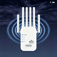 Repetidor WiFi Universal de 300Mbps con Enchufe Europeo, 802.11N, Extensor de Rango WiFi Interior/Exterior con 6 Antenas para Apartamentos