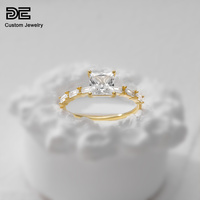 De 925 Sterling Silver Princess Cut CZ Anneaux de mariage Mariage 925 Argent Carré CZ Anneau Carré Zircone 925 Anneaux de mariage en argent
