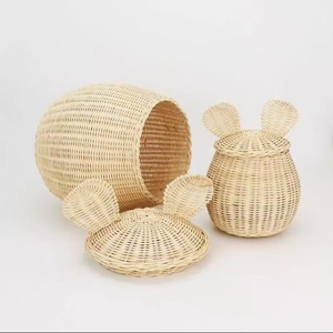 Cesta de Madera con Tapa, Ratán Natural, Forma de Ratón, Cesta de Almacenamiento Multifuncional de Grado Alimenticio, Hecha a Mano - Product Image 5