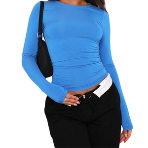 Camiseta Deportiva de Manga Larga para Mujer, Cuello Redondo, Ajuste Personalizado, 100% Algodón, Estilo Casual para Primavera/Otoño - Product Image 5