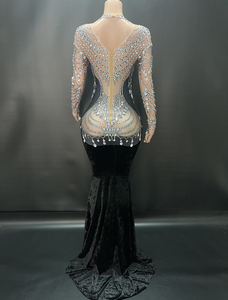 Nononovance <span class=keywords><strong>abiye</strong></span> 2025 modeli Rhinestone Fringe seksi ince performans yapay elmas ağ elbise türkiye bayanlar elbise - Product Image 6
