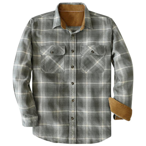 OEM Chemise à carreaux en flanelle épaisse à manches longues pour hommes Chemise boutonnée Automne Hiver Chemises en flanelle gris clair et crème de grande taille - Product Image 1