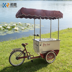 Carrito <span class=keywords><strong>de</strong></span> Helados, Triciclo Móvil con Congelador para Venta <span class=keywords><strong>de</strong></span> Helados, Frutas y Café, Bicicleta <span class=keywords><strong>de</strong></span> Carga con Sombrilla - Product Image 1