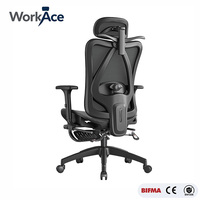 Chaise de bureau exécutive ergonomique pivotante en maille avec repose-pieds, dossier creux respirant, hauteur réglable, siège informatique