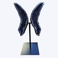 Pierre naturelle d'Uruguay : Grande grappe de cristaux de quartz, géode papillon en améthyste, avec ange sculpté, pour décoration Feng Shui, technique brute, à vendre