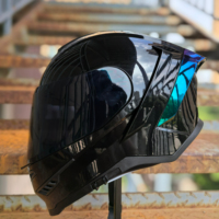 Casque intégral neuf, double visière, certifié DOT, en ABS, avec logo personnalisé et spoiler chromé pour moto