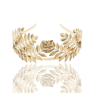 Ensemble de coiffure de mariée à la mode européenne et américaine, cerceau de cheveux <span class=keywords><strong>en</strong></span> feuille d'or, coiffure <span class=keywords><strong>couronne</strong></span>, accessoires de cheveux - Product Image 4