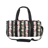 Tas Duffel Olahraga Tahan Air Motif Bunga Anthurium Hawaii, Desain Khusus, Tas Akhir Pekan Bundar untuk Wanita