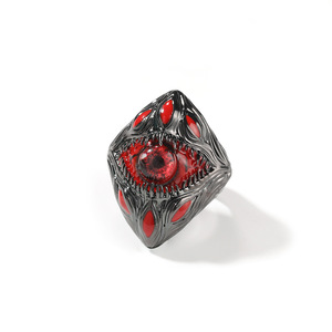 <span class=keywords><strong>Anello</strong></span> Parasita Gotico Vintage Punk Hip Hop con Occhio Rosso Placcato Nero, Gioiello Cool da Uomo, <span class=keywords><strong>Anello</strong></span> per Dito Indice Nero per Feste in Costume - Product Image 5