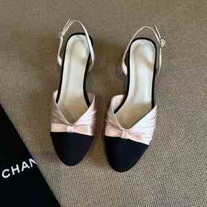 Women Closed Toe One Strap <b>Sandals</b> Summer Ruched <b>Bow</b> Design Minimalist Niche French Block Heel Casual Shoes - Product Image 1