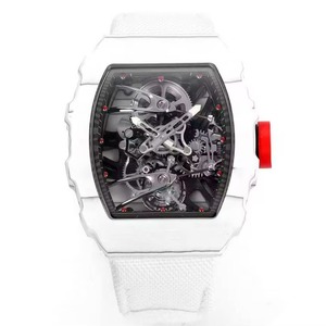 Collector's Grade High Quality White Carbon Fiber Skeletonized Tourbillon <b>Automatic</b> Mechanical Diver Sports Watch Rubber for Men - Product Image 2