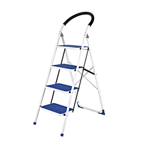Escalera Doméstica Maya De 4 Peldaños - Aluminio Y Hierro, Plegable, Color Negro-madera, Antideslizante