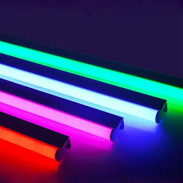 T5 T8 RGB White Blue Red Green Color LED Tube Green Blue Red T8 T5 Tube 4FT 8FT RGB Color Changing LED Tube Lamp