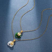 Collier élégant en forme d'éléphant avec pendentif en jade, chaîne plaquée or 18 carats, bijoux délicats, collier de mode