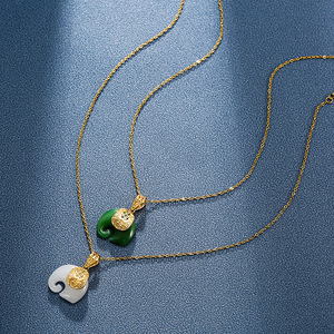 Collar de Elefante con Colgante de Jade de Resoul Lucky Jewelry, Cadena Chapada en Oro de 18k, Joyería Delicada, Collar de Moda - Product Image 2