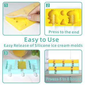 Food Grade BPA Free 4 Cavities Oval E Durable DIY Silicone Mould Popsicle Lolly Ice Cream Mold - Product Image 3
