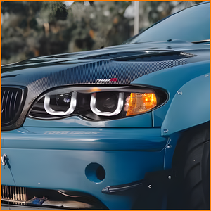 Para <span class=keywords><strong>BMW</strong></span> E46 Serie 3 2001-2004, Faro Delantero Bi-LED con Proyector, Ojos de Ángel en Forma de U, DRL, Carcasa Negra, Conjunto de Faros Delanteros (Par) - Product Image 6