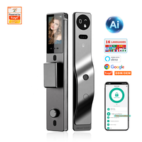 Serrure numérique intelligente Tuya en aluminium avec reconnaissance faciale IA, empreinte digitale, reconnaissance veineuse palmaire, fonction vidéo-parlante, accès cloud, carte mémoire et contrôle par application