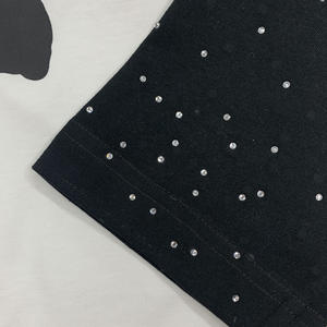 Camisetas de gran tamaño para hombre con diamantes de imitación de lujo de algodón 100% Premium con logotipo estampado personalizado 300gsm Camiseta de manga larga de doble capa - Product Image 5