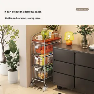 Carrito Metálico Móvil de Cuatro Niveles con Ruedas para Sala de Estar, Carrito de Aperitivos, Estante de Almacenamiento de Alimentos - Product Image 5