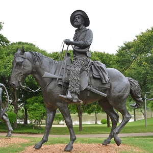 Statua di Cavallo a Grandezza Naturale in Ottone e Bronzo, Scultura Artistica Antica per Giardino, Decorazione da Esterno, Statua di Cowboy - Product Image 2