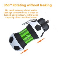 Bouteille d'eau sportive pour étudiants, design ballon de football, tasse pliable en silicone, portable, anti-chute, anti-fuite, réutilisable, 550 ml