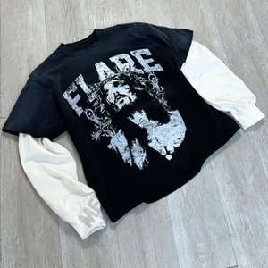 ผู้ผลิตเสื้อผ้า รับทำโลโก้ตามสั่ง พิมพ์ลายคุณภาพสูง เสื้อยืดแขนยาวสองชั้น - Product Image 1
