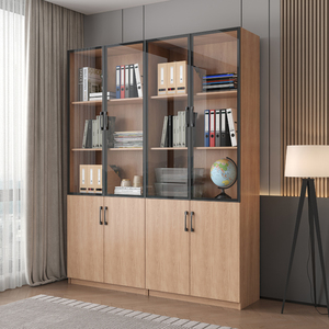 Armoire à 2 <span class=keywords><strong>portes</strong></span> <span class=keywords><strong>Bibliothèque</strong></span> personnalisée pour la maison Étude Rangement Armoire moderne Bureau <span class=keywords><strong>Bibliothèque</strong></span> en bois avec porte en verre - Product Image 3