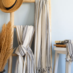 Best Price Premium Eco-Friendly Turkish Linen Cotton Peshtemal Beach <b>Towels</b> Quick Dry Soft Striped Sand Tassels Absorbent - Product Image 3